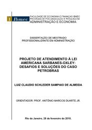 Projeto de Atendimento à Lei Americana Sarbanes-Oxley - Ibmec