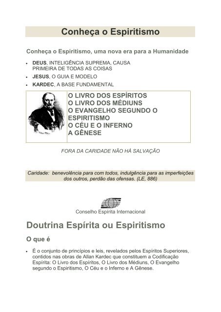 Conheça o Espiritismo Doutrina Espírita ou Espiritismo