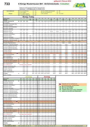 Fahrplan der Buslinie 733