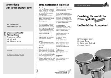 Gruppencoaching 2003 - Zentrum Frau in Beruf und Technik