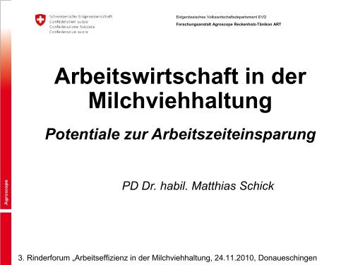 Arbeitswirtschaft in der Milchviehhaltung - ZG Raiffeisen