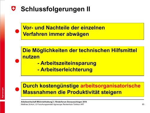 Arbeitswirtschaft in der Milchviehhaltung - ZG Raiffeisen