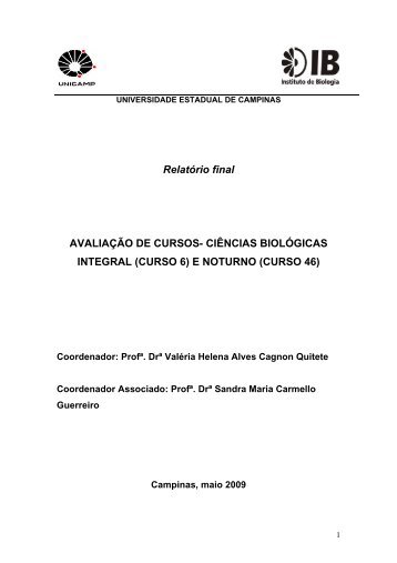 Relatório final AVALIAÇÃO DE CURSOS- CIÊNCIAS BIOLÓGICAS ...