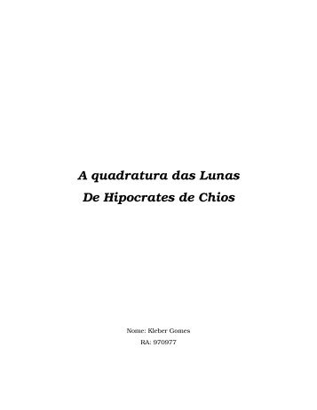 A quadratura das Lunas De Hipocrates de Chios - cempem - Unicamp