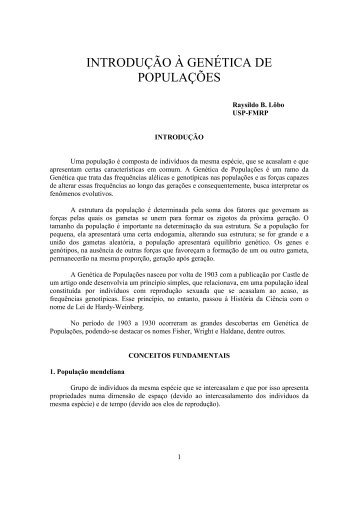 INTRODUÇÃO À GENÉTICA DE POPULAÇÕES - USP