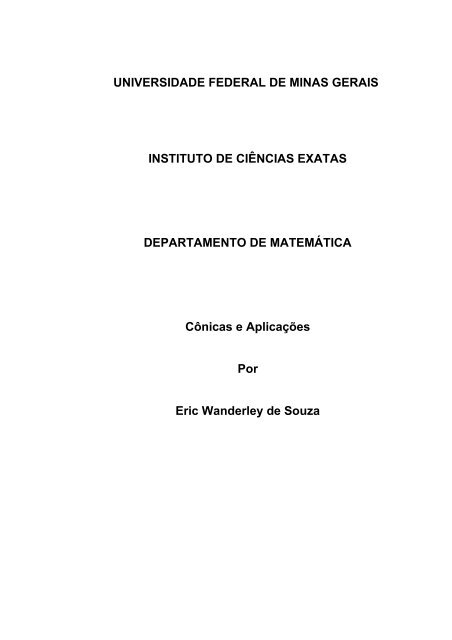 “Cônicas e suas Aplicações” - Departamento de Matemática