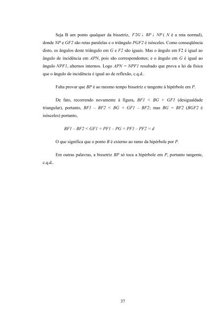 “Cônicas e suas Aplicações” - Departamento de Matemática