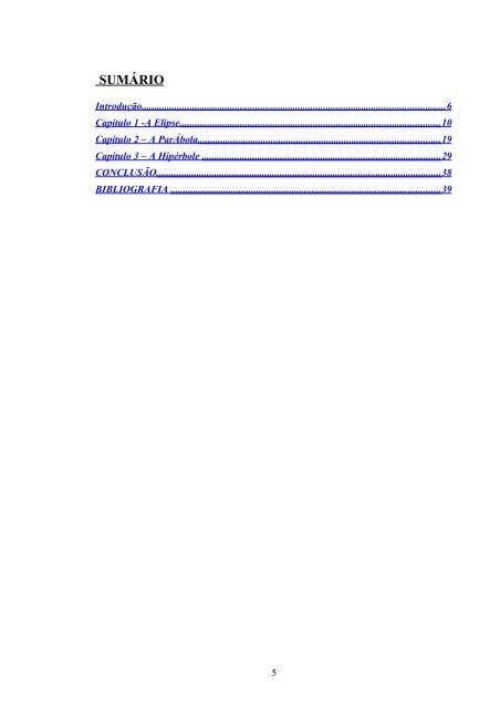 “Cônicas e suas Aplicações” - Departamento de Matemática