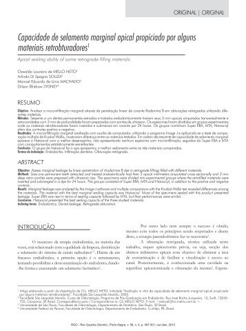 Capacidade de selamento marginal apical propiciado por ... - RGO