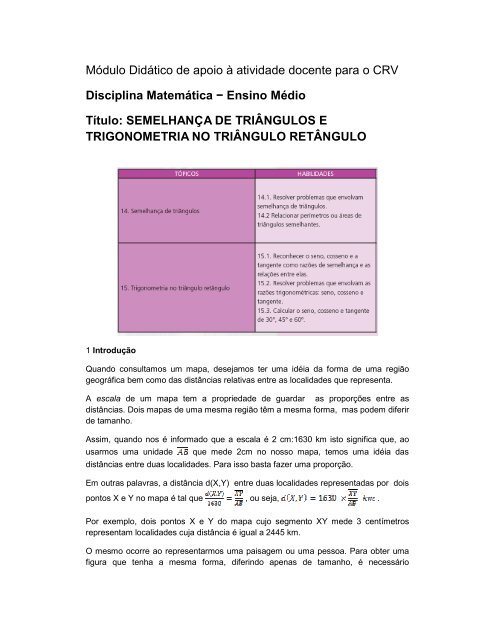 Módulo Didático de apoio à atividade docente para o CRV