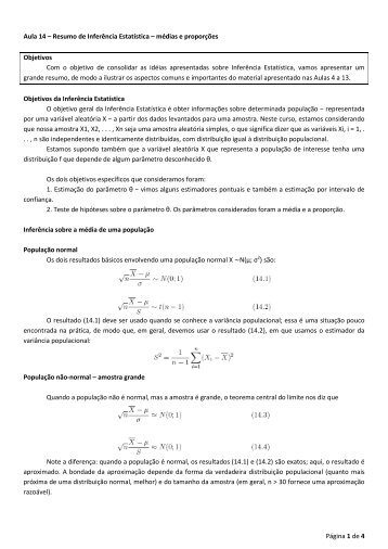 Resumo de Inferência Estatística - AEDBEst