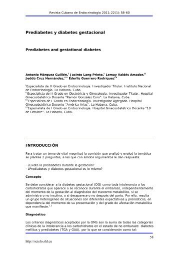 Prediabetes y diabetes gestacional - SciELO