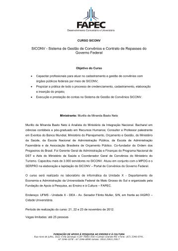 CURSO COMPLETO DE SICONV PARA CONVENENTES ... - Fapec