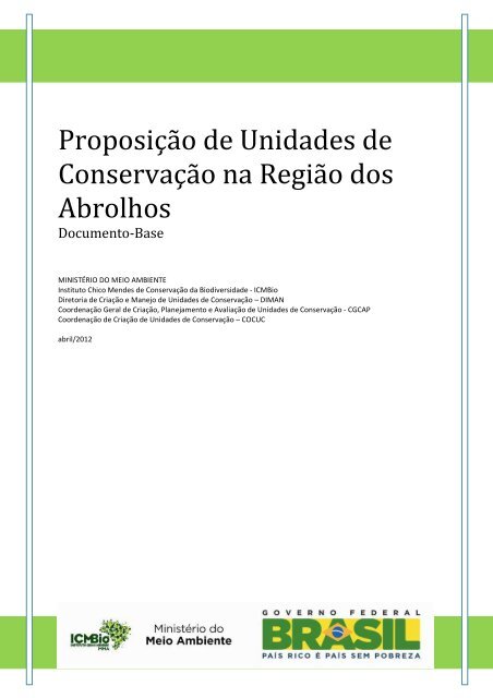 Proposição de Unidades de Conservação na Região dos ... - ICMBio