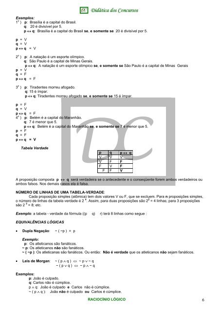 e , ∨: ou , → : se...então