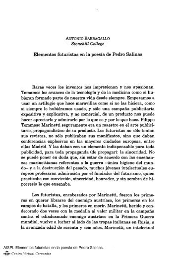 Elementos futuristas en la poesía de Pedro Salinas