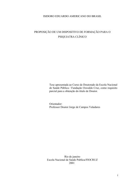 ISIDORO EDUARDO AMERICANO DO BRASIL PROPOSIÇÃO DE ...