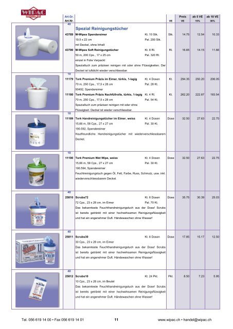 Reinigungs-, Putztuchrollen - Wipac Handel AG
