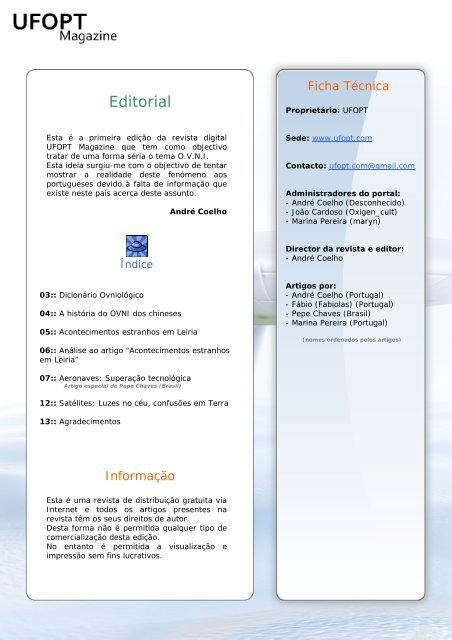 UFOPT Magazine - Sapo