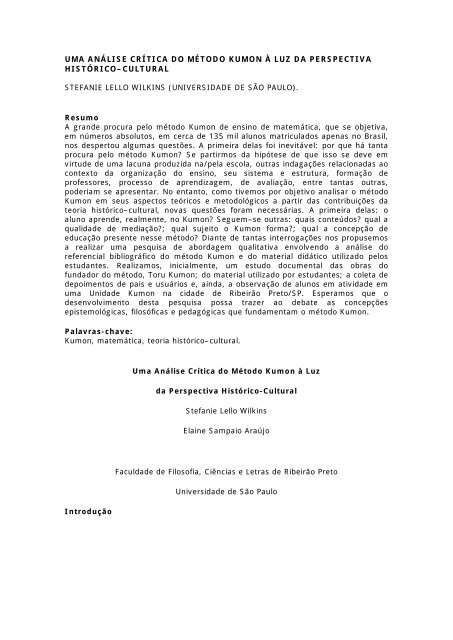 uma análise crítica do método kumon à luz da perspectiva