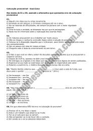 Colocação pronominal - Exercícios Nos testes de 01 a 03, assinale ...