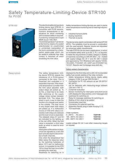 Safety Temperature-Limiting-Device STR100 - ziehl.de