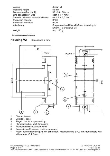 Niveaurelais NS 20 - Ziehl industrie-elektronik GmbH + Co KG