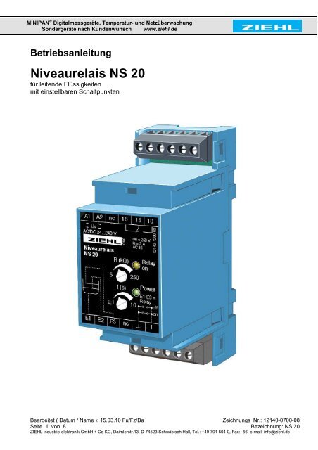 Niveaurelais NS 20 - ziehl.de