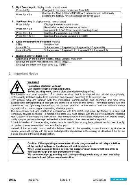 Quick Guide SW32V - Ziehl industrie-elektronik GmbH + Co KG