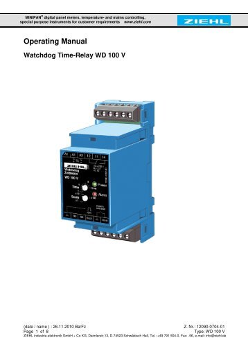 Operating Manual Watchdog Time-Relay WD 100 V - ziehl.de