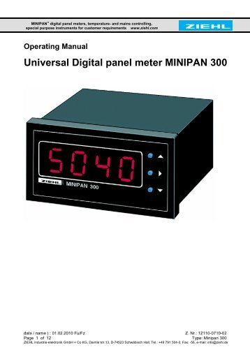 Universal Digital panel meter MINIPAN 300 - ziehl.de