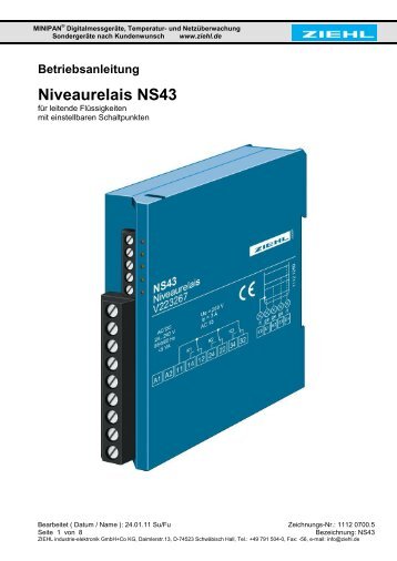 Niveaurelais NS43 - Ziehl industrie-elektronik GmbH + Co KG