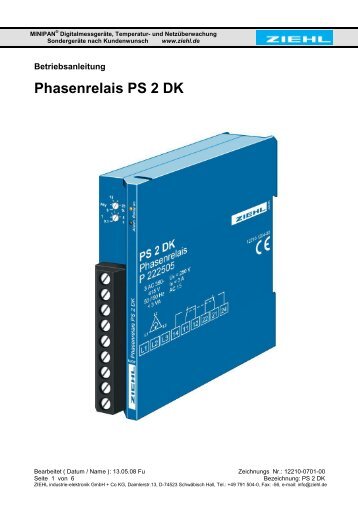 Phasenrelais PS 2 DK - Ziehl industrie-elektronik GmbH + Co KG