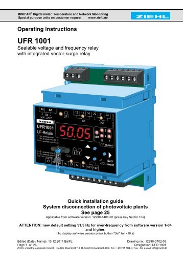 Sealable voltage and frequency relay - ziehl.de