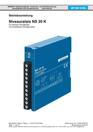 Betriebsanleitung Niveaurelais NS 20 K - ziehl.de