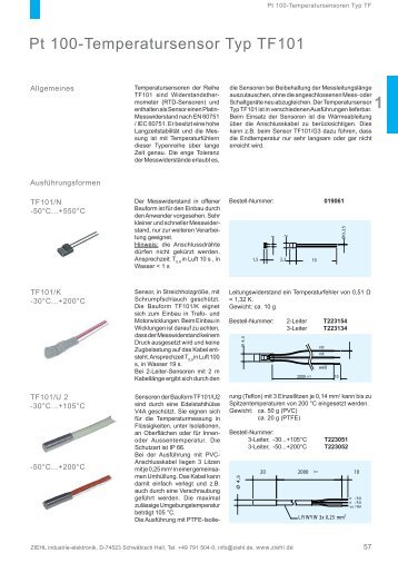 Pt 100-Temperatursensor Typ TF101 - ziehl.de