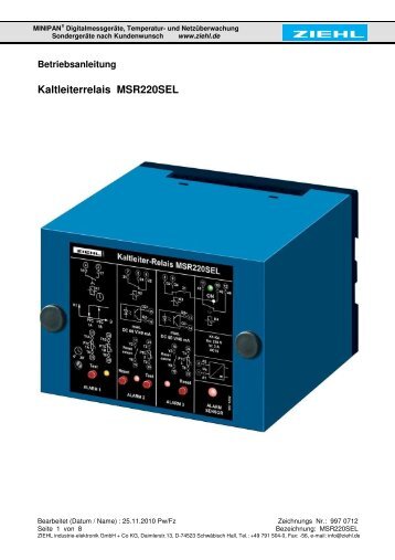 Kaltleiterrelais MSR220SEL - ziehl.de