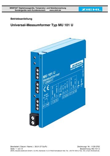 MU 101 U - Ziehl industrie-elektronik GmbH + Co KG