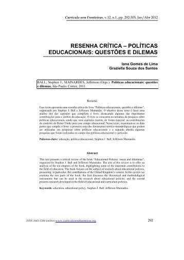 Políticas Educacionais: questões e dilemas - Currículo sem Fronteiras