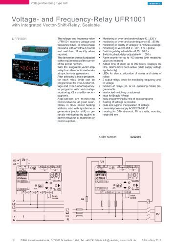 Voltage- and Frequency-Relay UFR1001 - ziehl.de