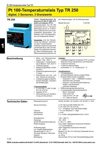 Pt 100-Temperaturrelais Typ TR 250 - Ziehl industrie-elektronik ...