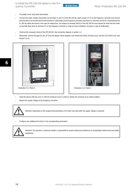 Motor Protection MS 220 DA/ MCB 112 VLT® PTC ... - ziehl.de