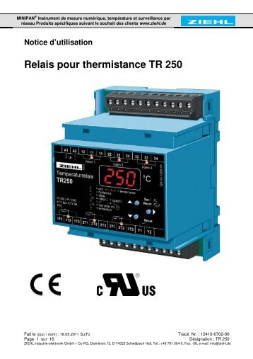 Relais pour thermistance TR 250 - Ziehl industrie-elektronik GmbH + ...