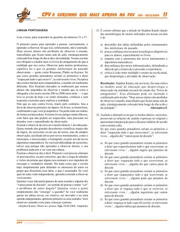 CPV o cursinho que mais aprova na fGV Fgv - 05/12/2004