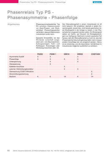 Phasenrelais Typ PS - Phasenasymmetrie - Phasenfolge - ziehl.de