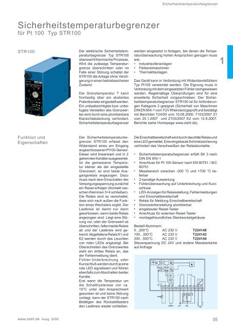 Pt 100-Temperaturrelais Typ TR - Ziehl industrie-elektronik GmbH + ...