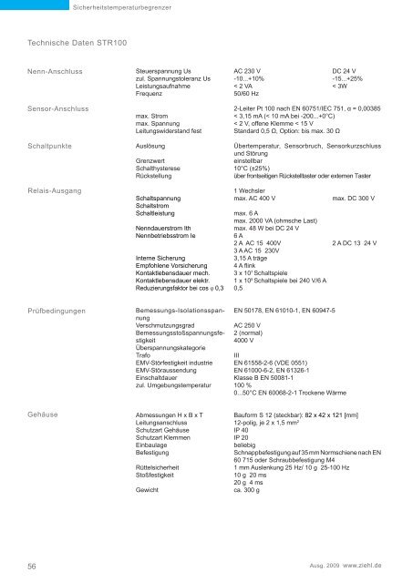 Pt 100-Temperaturrelais Typ TR - Ziehl industrie-elektronik GmbH + ...