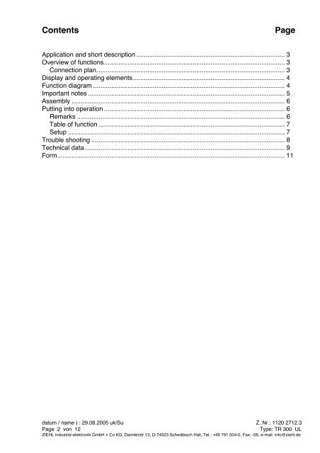 Operating manual - Ziehl industrie-elektronik GmbH + Co KG