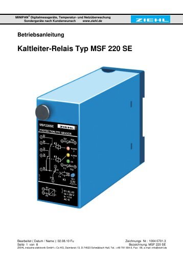 Kaltleiter-Relais Typ MSF 220 SE - Ziehl industrie-elektronik GmbH ...