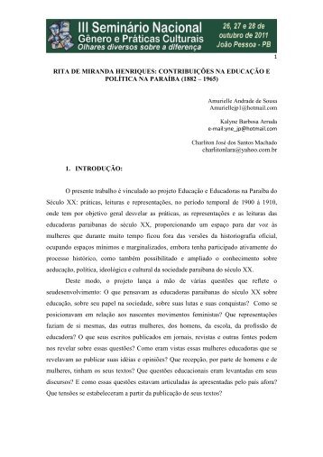 RITA DE MIRANDA HENRIQUES ... - Itaporanga.net